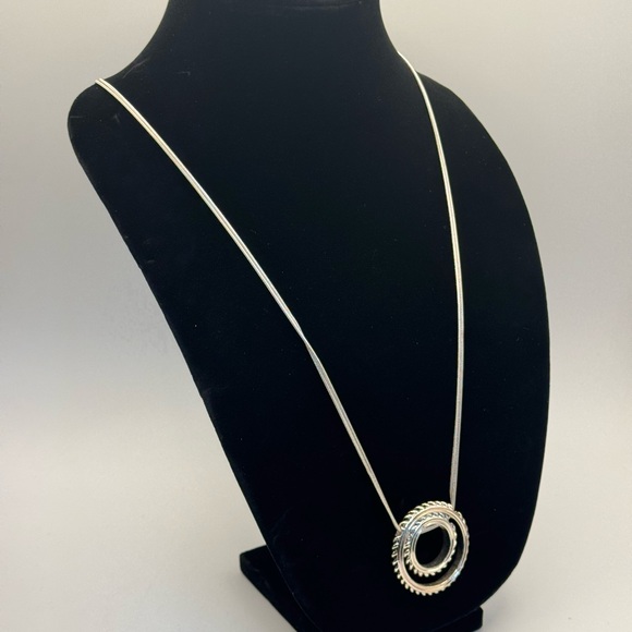 Dana Buchman Silver Double Circle Pendant Necklace - Picture 6 of 7